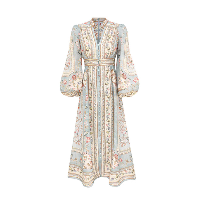 zimmermann roselight deep v neck midi dress